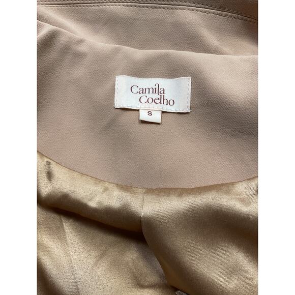 Camila Coelho 'Morena' Tan Crepe Blazer Size S - Picture 5 of 5